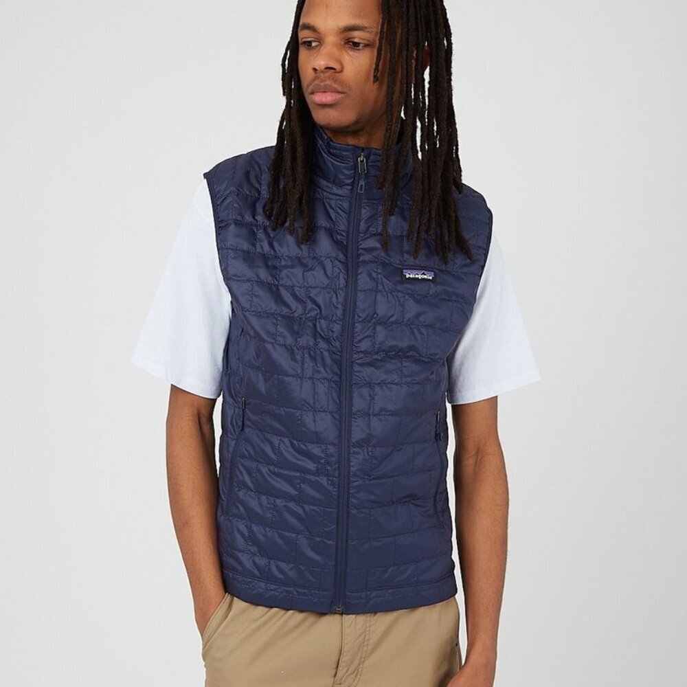 Men's Size XL Patagonia Nano Puff Vest Full Zip Insulated Navy Blue Jacket READ